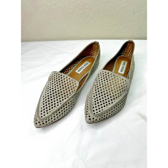STEVE MADDEN Women's Soft Gray Sueded Leather Pointed Toe BALLET FLATS SZ 7 - Picture 1 of 8